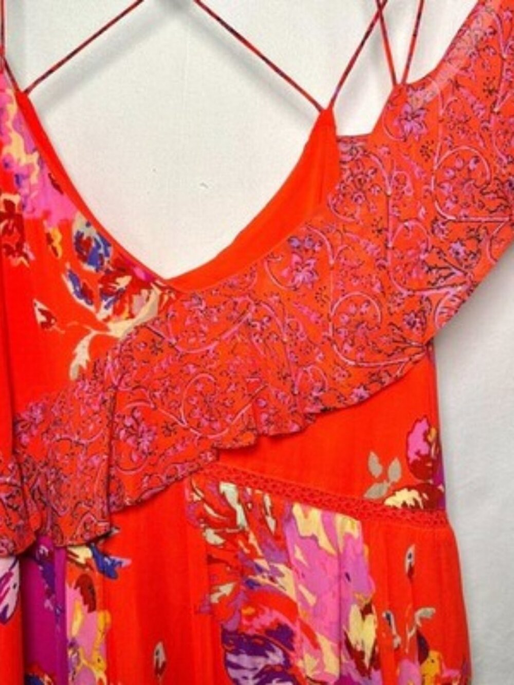 Anthropologie Maeve Grecia Red Off Shoulder Ruffle Dress Tomato Girl Coquette 0 - Picture 6 of 12